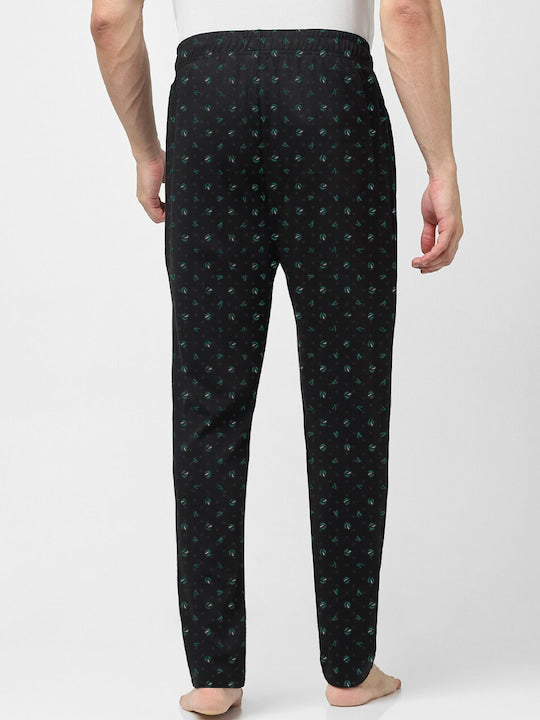 Lazychunks Men's Black Printed Super Combed Cotton Blend Casual Style Lower With Dual Side Pockets No Marks Waistband.