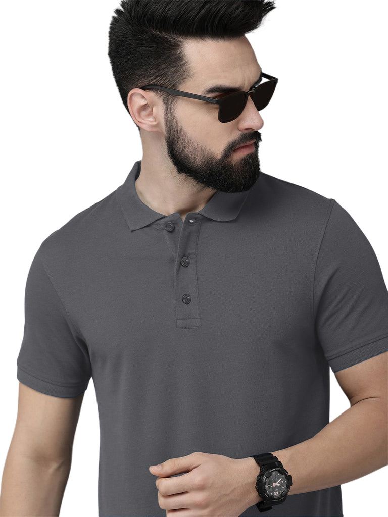 Newly Premium Polo Combo ( Pack Of 2 ) Tshirt By LazyChunks | Charcoal Grey Yellow