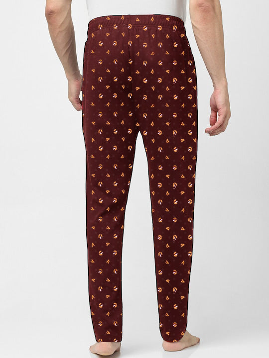 Lazychunks Men's Maroon Printed Super Combed Cotton Blend Casual Style Lower With Dual Side Pockets No Marks Waistband.