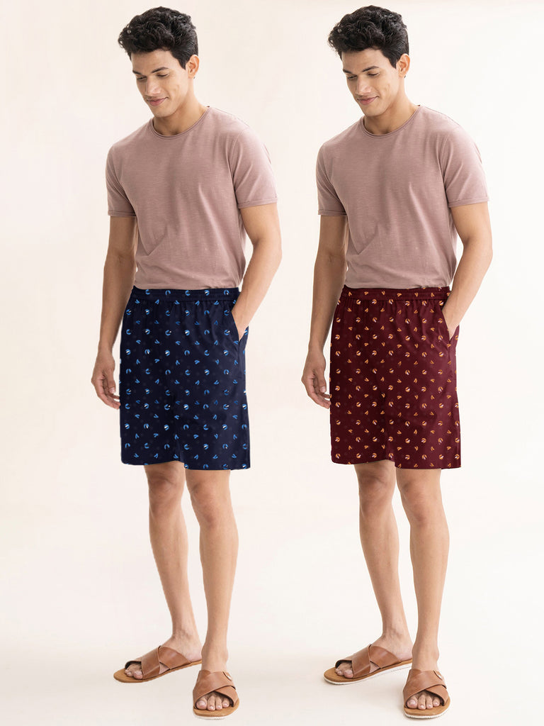 New Elegent Fashioninsta Printed Shorts For Men Combo By LazyChunks ( Pack of 2 )