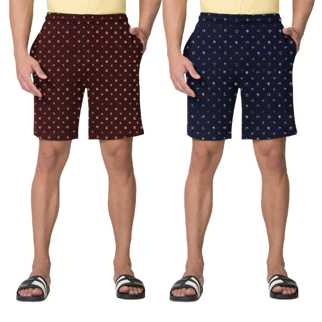 Men's Printed Cotton Blend Shorts Combo By LazyChunks ( Pack of 2 )