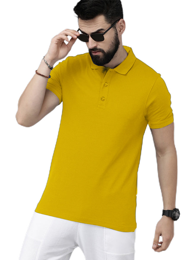 Newly Premium Polo Combo ( Pack Of 2 ) Tshirt By LazyChunks | Yellow Mist Blue