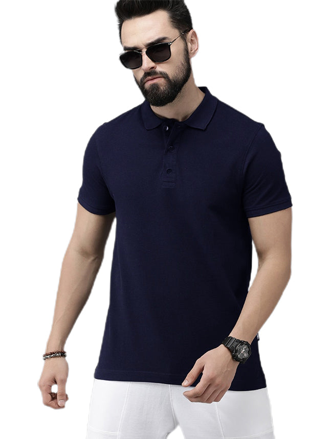 Newly Premium Polo Combo ( Pack Of 2 ) Tshirt By LazyChunks | Navy Blue Mist Blue