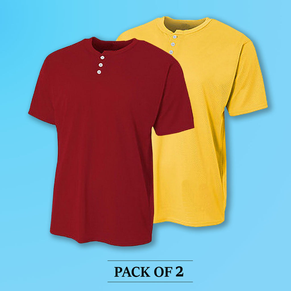 Regular Fit Men's Half Sleeve Cotton Henley T-Shirts Combo (Pack Of 2) by LazyChunks - Lazychunks.com