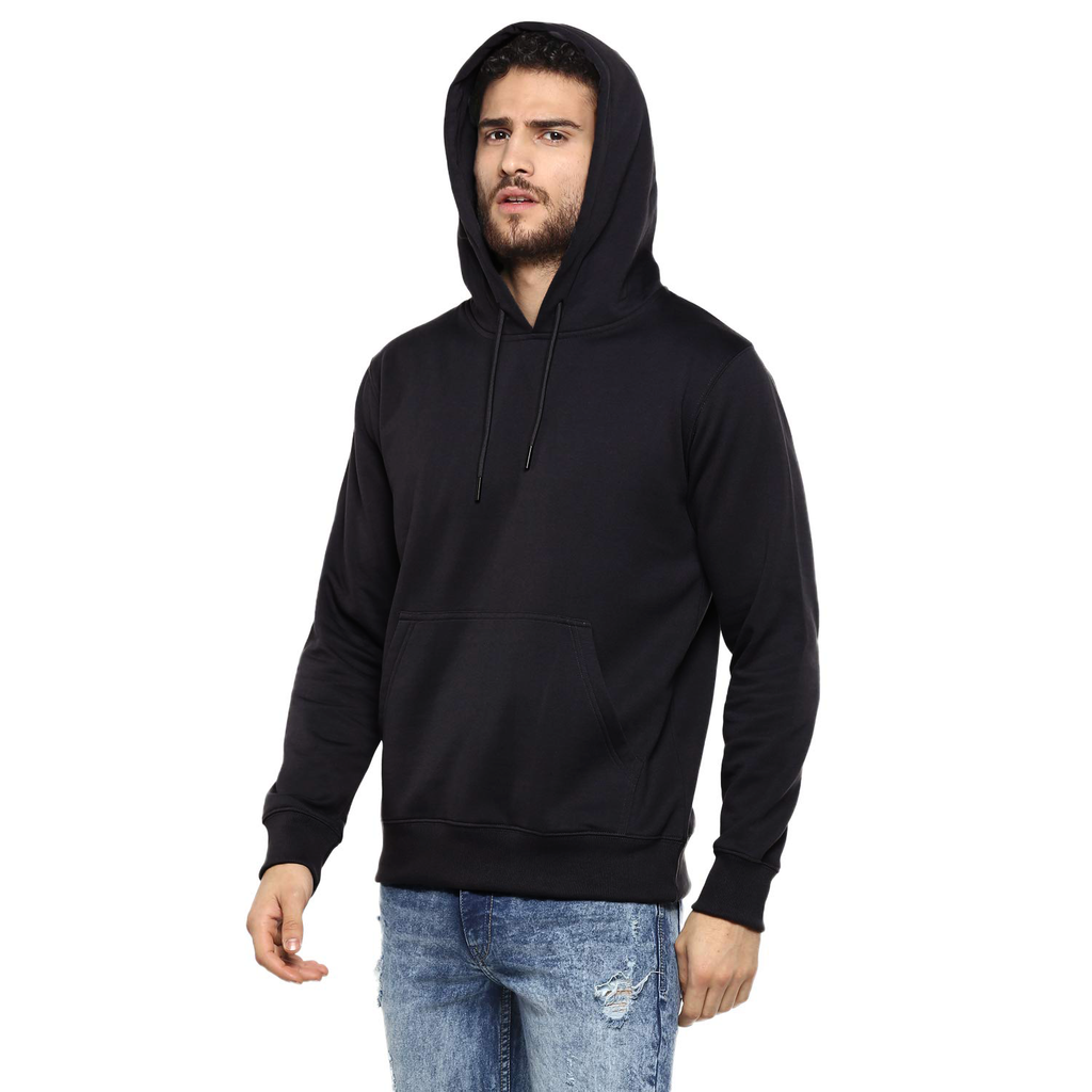 Hoodie Cotton Full Sleeve Black Kangaroo Hoodie Jacket for Men by LAZYCHUNKS - Lazychunks.com