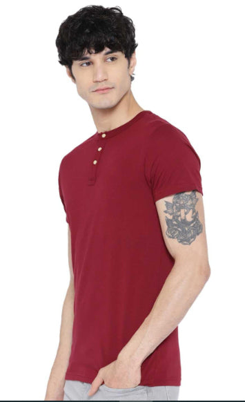 Regular Fit Men's Half Sleeve Cotton Henley T-Shirts Combo (Pack Of 2) by LazyChunks