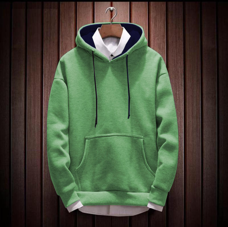 Hoodie Cotton Full Sleeve Elaichi Green Kangaroo Sweatshirt Hoodie Jacket for Men by LAZYCHUNKS - Lazychunks.com