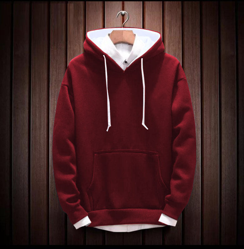Hoodie Cotton Full Sleeve Maroon Kangaroo Sweatshirt Hoodie Jacket for Men by LAZYCHUNKS - Lazychunks.com