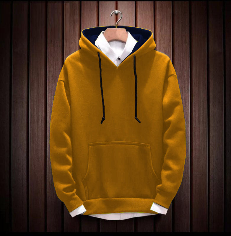 Hoodie Cotton Full Sleeve Mustard Yellow Kangaroo Sweatshirt Hoodie Jacket for Men by LAZYCHUNKS - Lazychunks.com