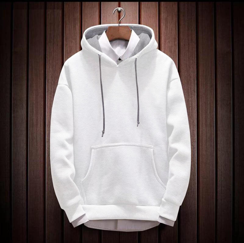 Hoodie Cotton Full Sleeve White Kangaroo Sweatshirt Hoodie Jacket for Men by LAZYCHUNKS - Lazychunks.com