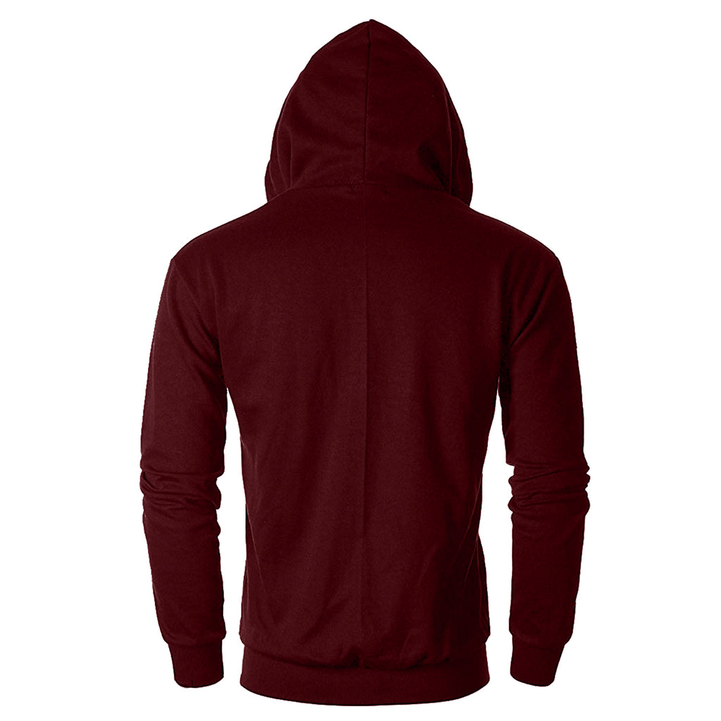 Regular Fit Men's Solid Maroon Zipper Jacket Hoodies Sweatshirt By LazyChunks