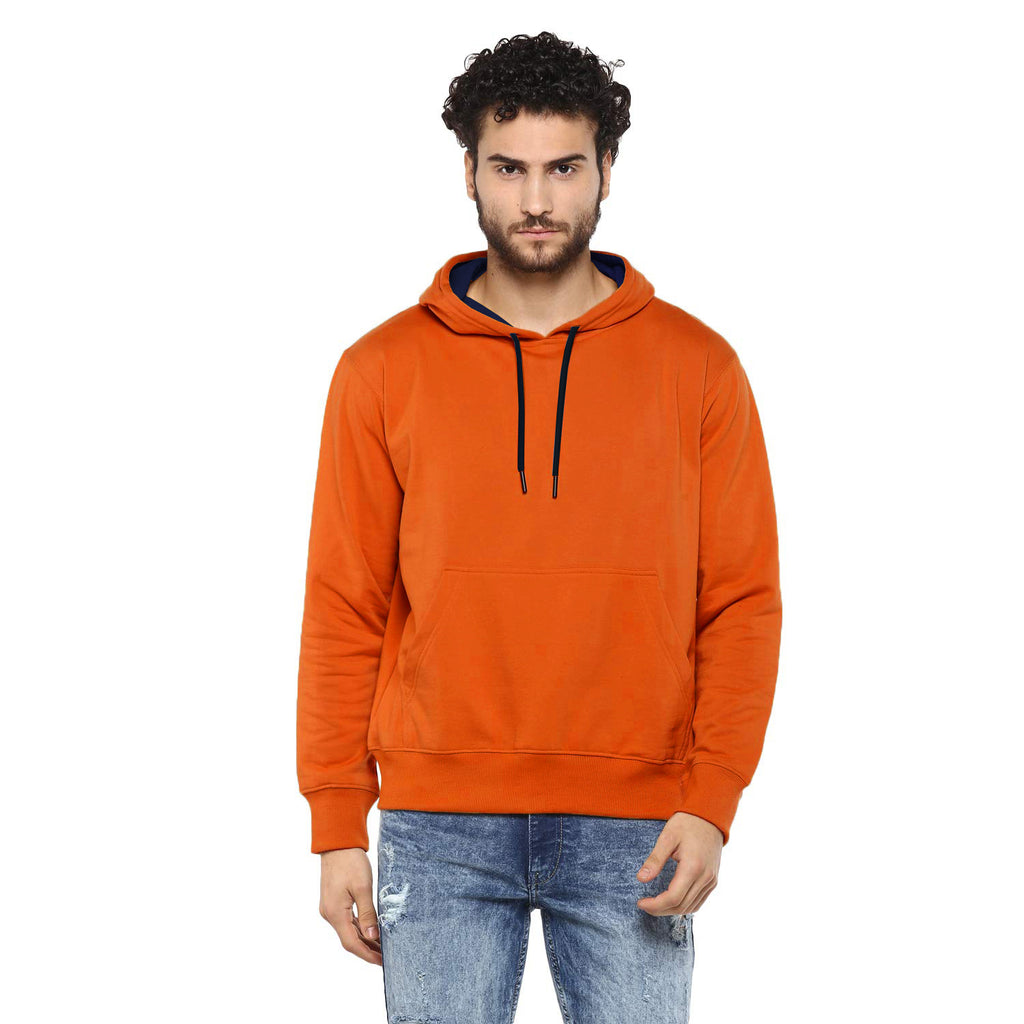 Hoodie Cotton Full Sleeve Orange Sweatshirt Hoodie Jacket for Men by LAZYCHUNKS - Lazychunks.com