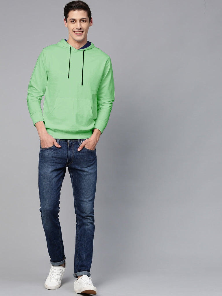 Hoodie Cotton Full Sleeve Elaichi Green Kangaroo Sweatshirt Hoodie Jacket for Men by LAZYCHUNKS - Lazychunks.com