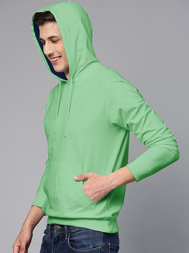 Hoodie Cotton Full Sleeve Elaichi Green Kangaroo Sweatshirt Hoodie Jacket for Men by LAZYCHUNKS - Lazychunks.com