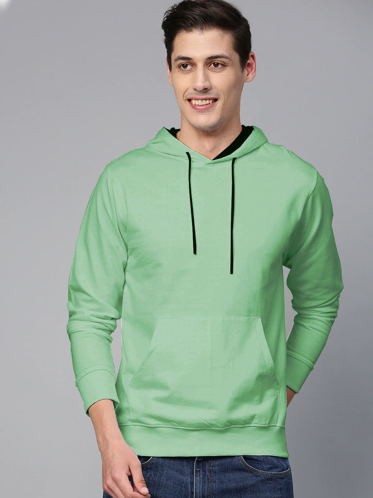 Hoodie Cotton Full Sleeve Elaichi Green Kangaroo Sweatshirt Hoodie Jacket for Men by LAZYCHUNKS - Lazychunks.com