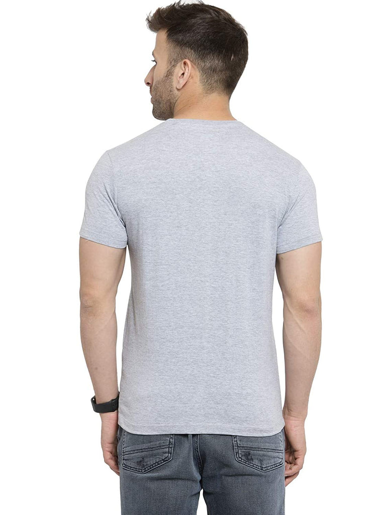 Regular Fit Men's Melange Grey Half Sleeves Round Neck Cotton Plain Tshirt By LazyChunks