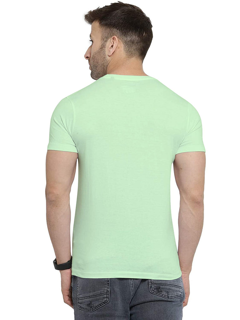 Round Neck Half Sleeves Regular Fit Men's Mint Green Cotton Tshirt By LazyChunks - Lazychunks.com