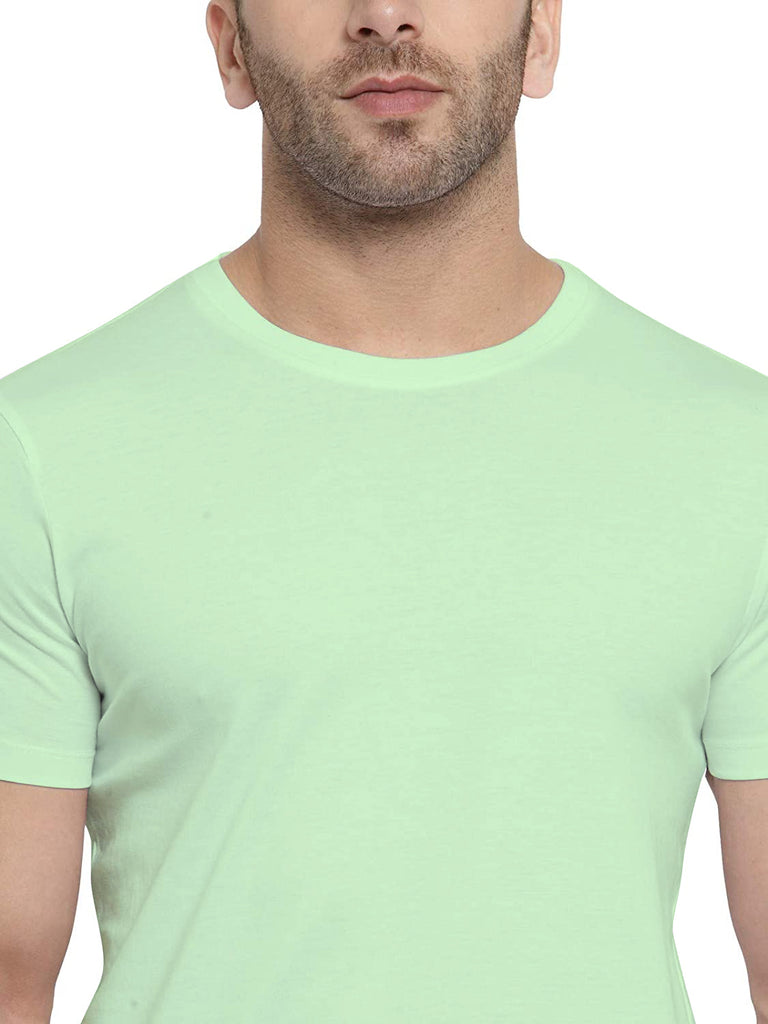 Round Neck Half Sleeves Regular Fit Men's Mint Green Cotton Tshirt By LazyChunks - Lazychunks.com
