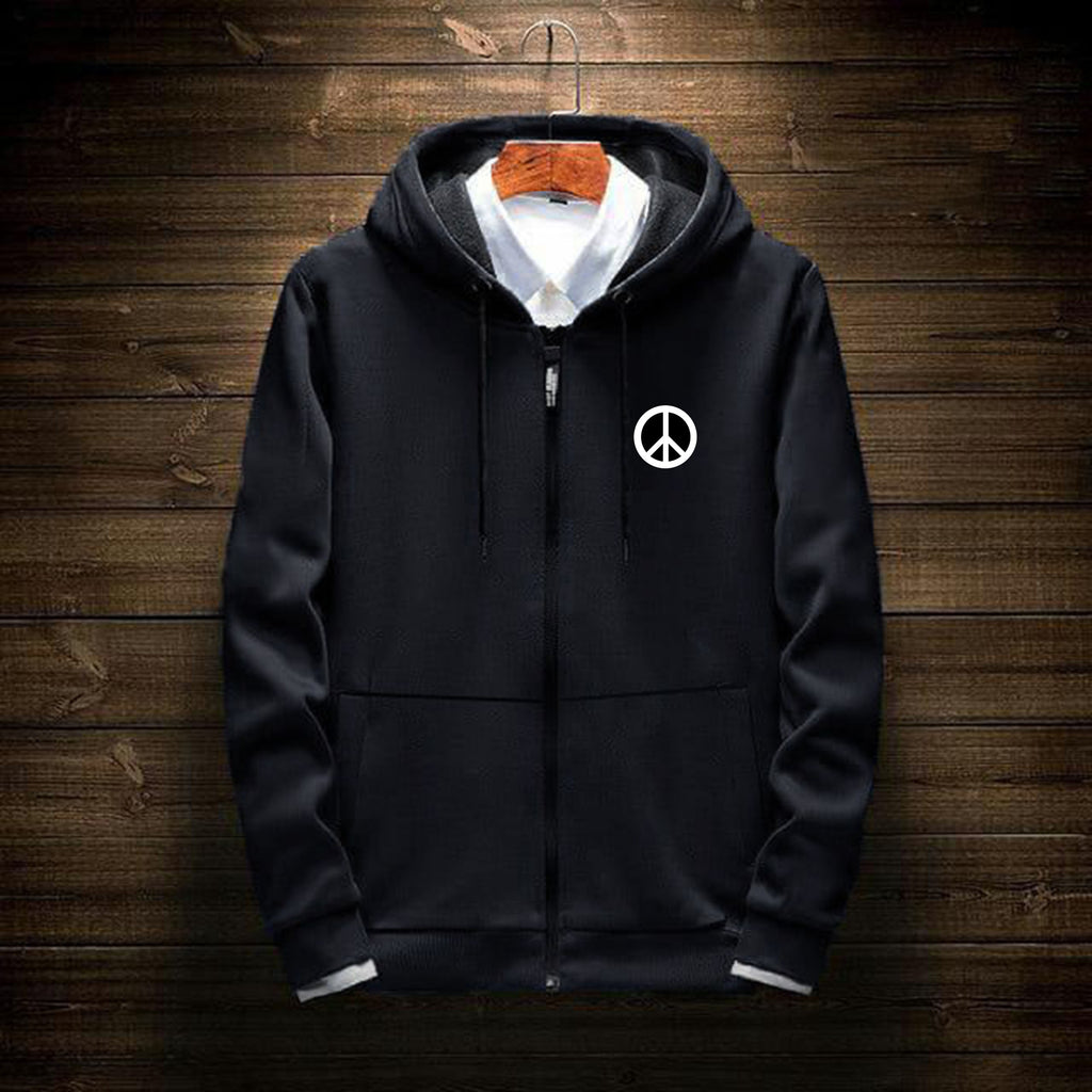 Cotton Full Sleeve Black Sweatshirt Zipper Hoodie Jacket for Men by LazyChunks - Lazychunks.com