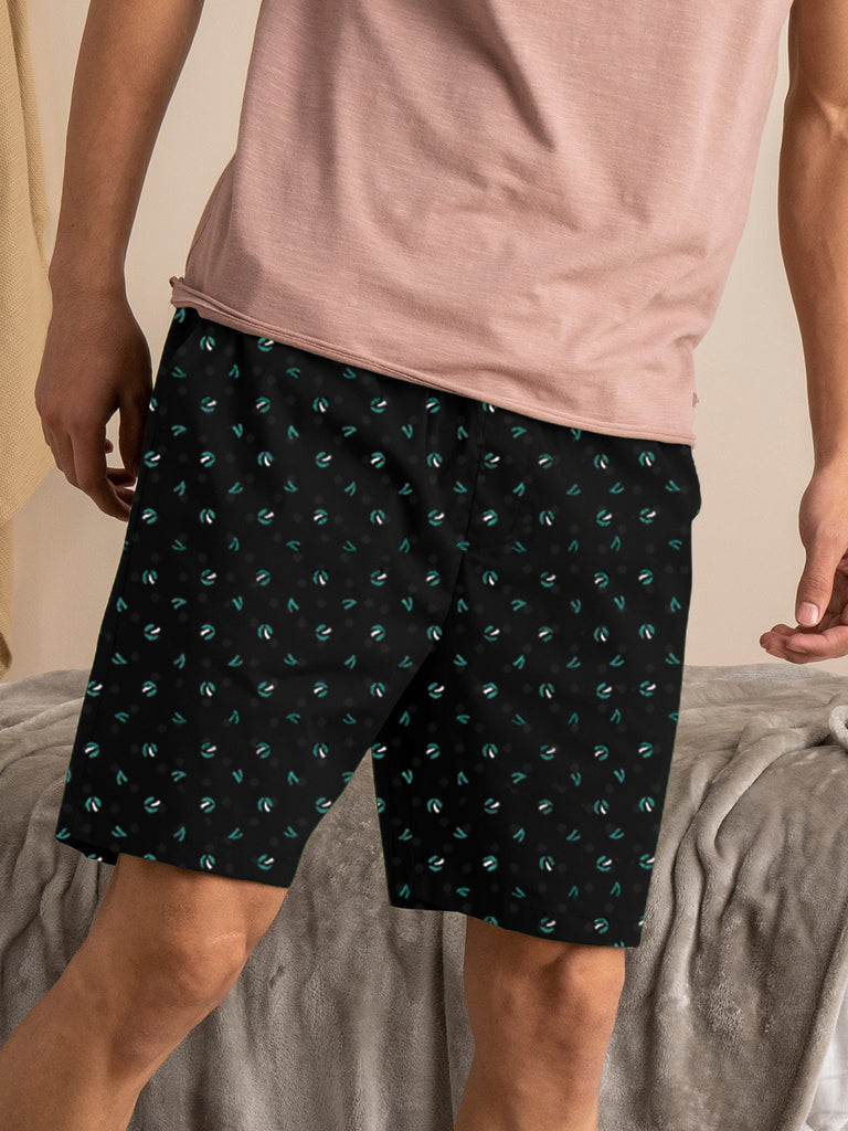 Men's Classic Printed Regular Fit Boxer Premium Shorts | Black | By LazyChunks