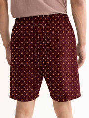 Men's Classic Printed Regular Fit Boxer Premium Shorts | Maroon | By LazyChunks