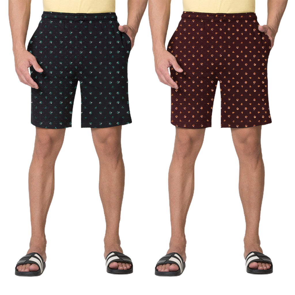 Men's Printed Cotton Blend Shorts Combo By LazyChunks ( Pack of 2 )