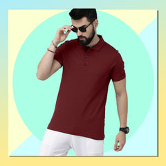 Stylish Maroon Polo Tshirt By LazyChunks | Premium Quality