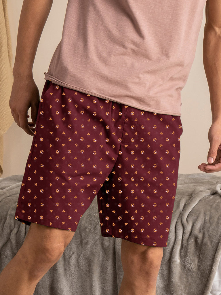 Men's Classic Printed Regular Fit Boxer Premium Shorts | Maroon | By LazyChunks