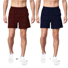 Regular Fit New Trendy and Casual Printed Premium Boxer Shorts Combo ( Pack of 2 ) For Men | Maroon Navy Blue | By LazyChunks