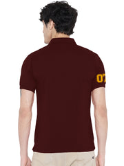 Lazychunks Printed Maroon Polo Tshirt For Men