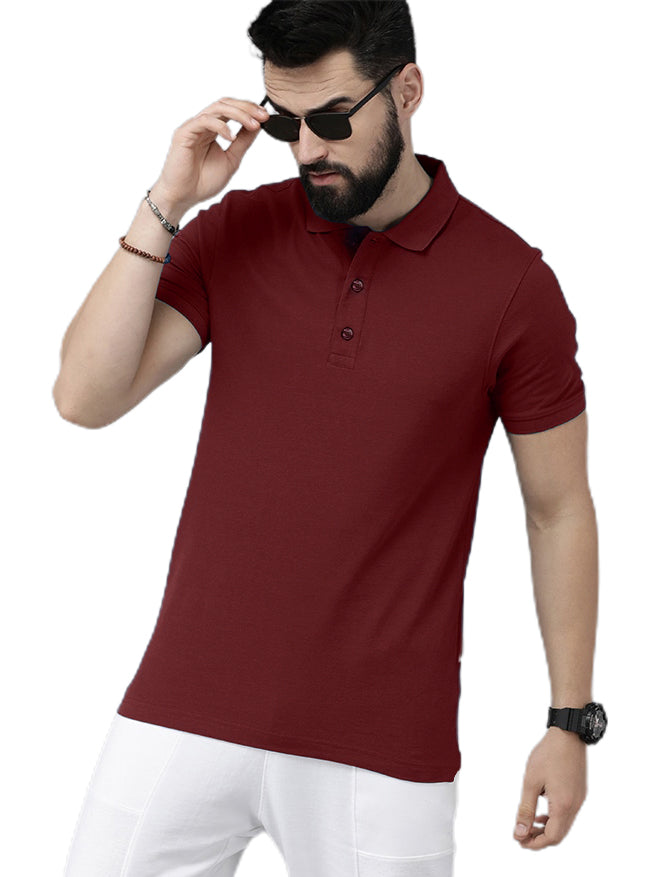 Newly Premium Polo Combo ( Pack Of 2 ) Tshirt By LazyChunks | Maroon Mist Blue