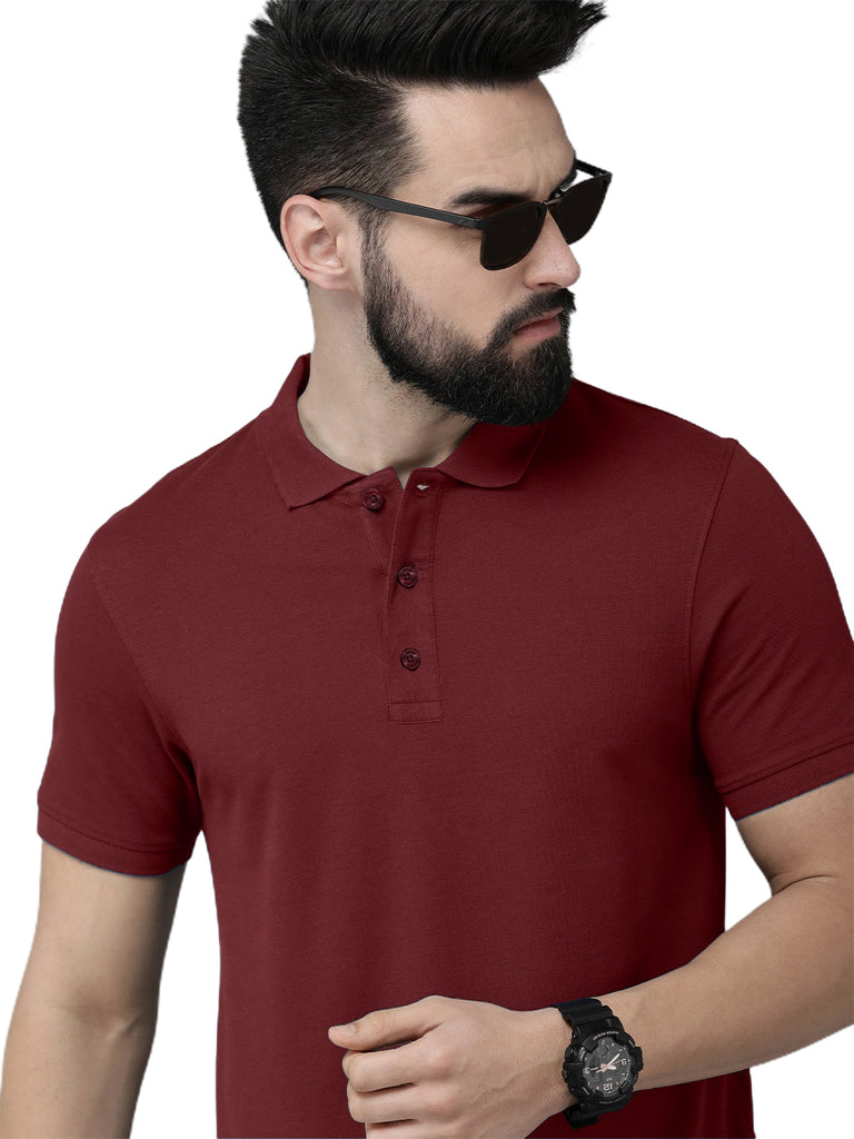 Newly Premium Polo Combo ( Pack Of 2 ) Tshirt By LazyChunks | Maroon White