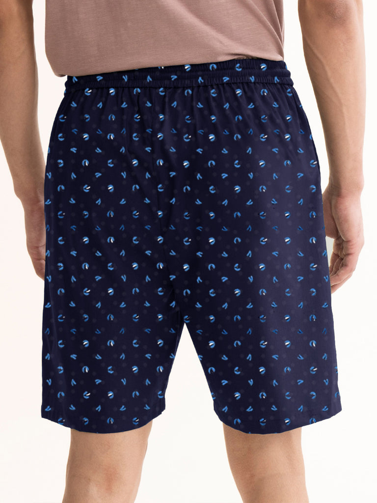 Men's Classic Printed Regular Fit Boxer Premium Shorts | Navy Blue | By LazyChunks