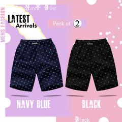 Regular Fit New Trendy and Casual Printed Premium Boxer Shorts Combo ( Pack of 2 ) For Men | Black Navy Blue | By LazyChunks