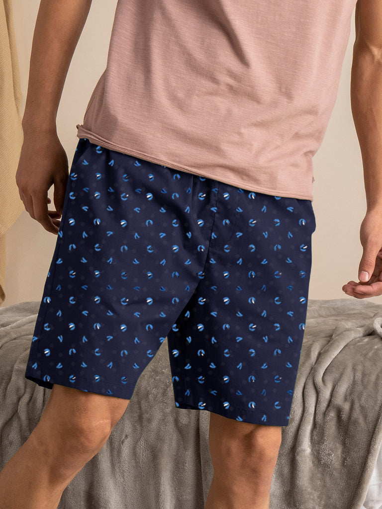 Men's Classic Printed Regular Fit Boxer Premium Shorts | Navy Blue | By LazyChunks