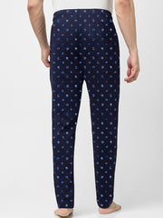 Lazychunks Men's Navy Blue Printed Super Combed Cotton Blend Casual Style Lower With Dual Side Pockets No Marks Waistband.