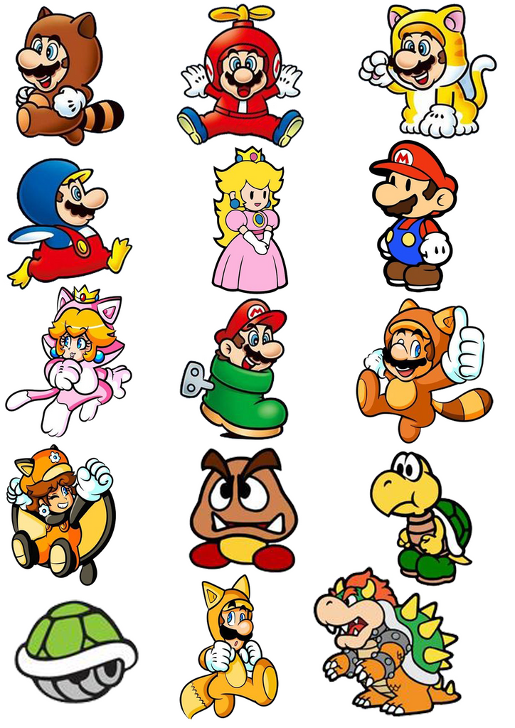Lazychunks Printed Super Mario Characters Patches Combo Small for Clothes Jackets Pants Jeans Bags Multicolour Different Iron Patches.Pack of 15
