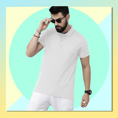 Stylish White Polo Tshirt By LazyChunks | Premium Quality
