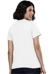 Lazychunks Women White Round Neck Half Sleeve Solid Tshirts.