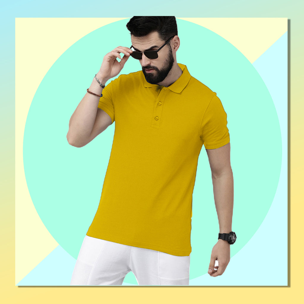 Stylish Yellow Polo Tshirt By LazyChunks | Premium Quality
