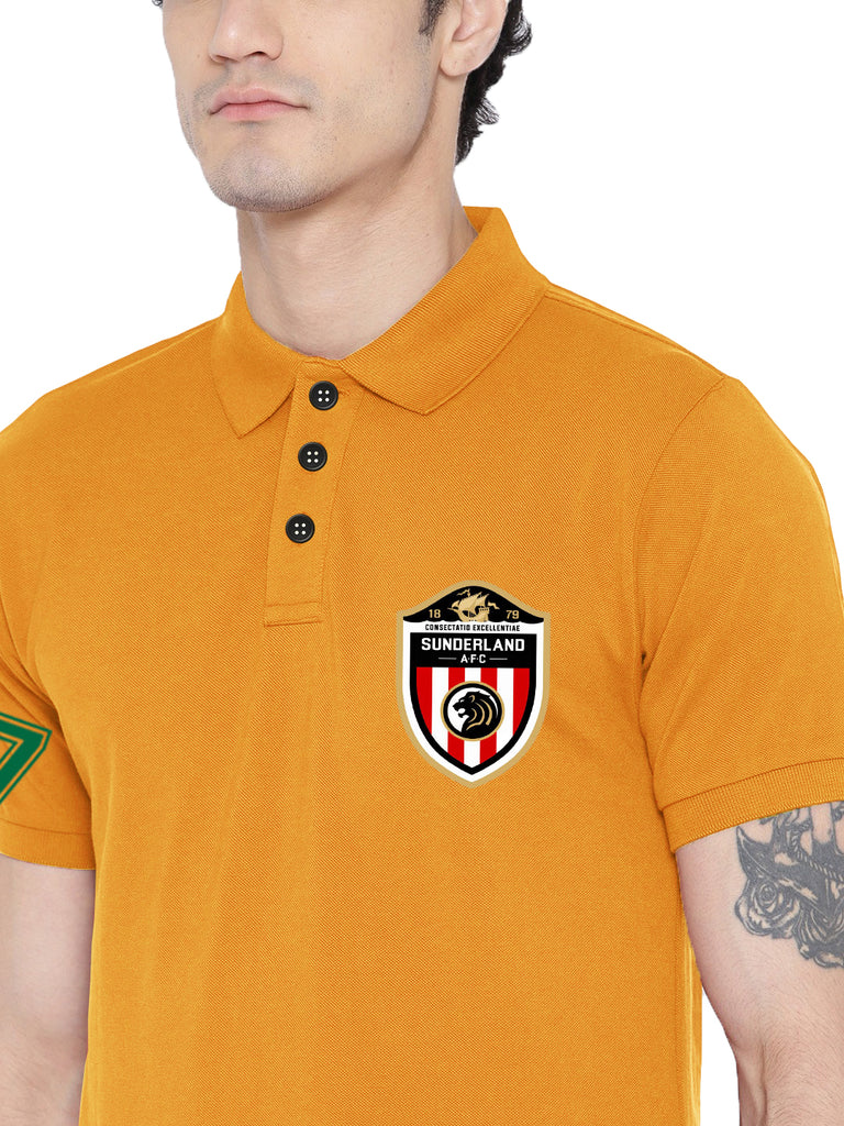 Lazychunks Printed Yellow Polo Tshirt For Men