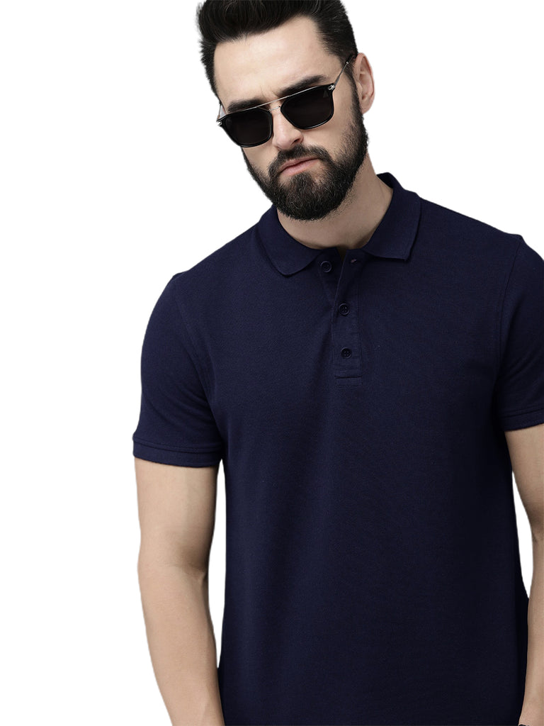Stylish Navy Blue Polo Tshirt By LazyChunks | Premium Quality