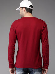 Maroon Plain Full Sleeves cotton t shirt by LazyChunks - Lazychunks.com