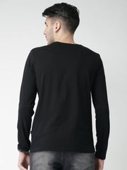 Black Plain Full Sleeves cotton t shirt by Lazychunks