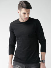 Black Plain Full Sleeves cotton t shirt by Lazychunks