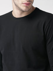 Black Plain Full Sleeves cotton t shirt by Lazychunks