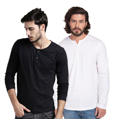 Henley Tshirt Combo Cotton T-Shirts (Pack Of 2) by Lazychunks - Lazychunks.com
