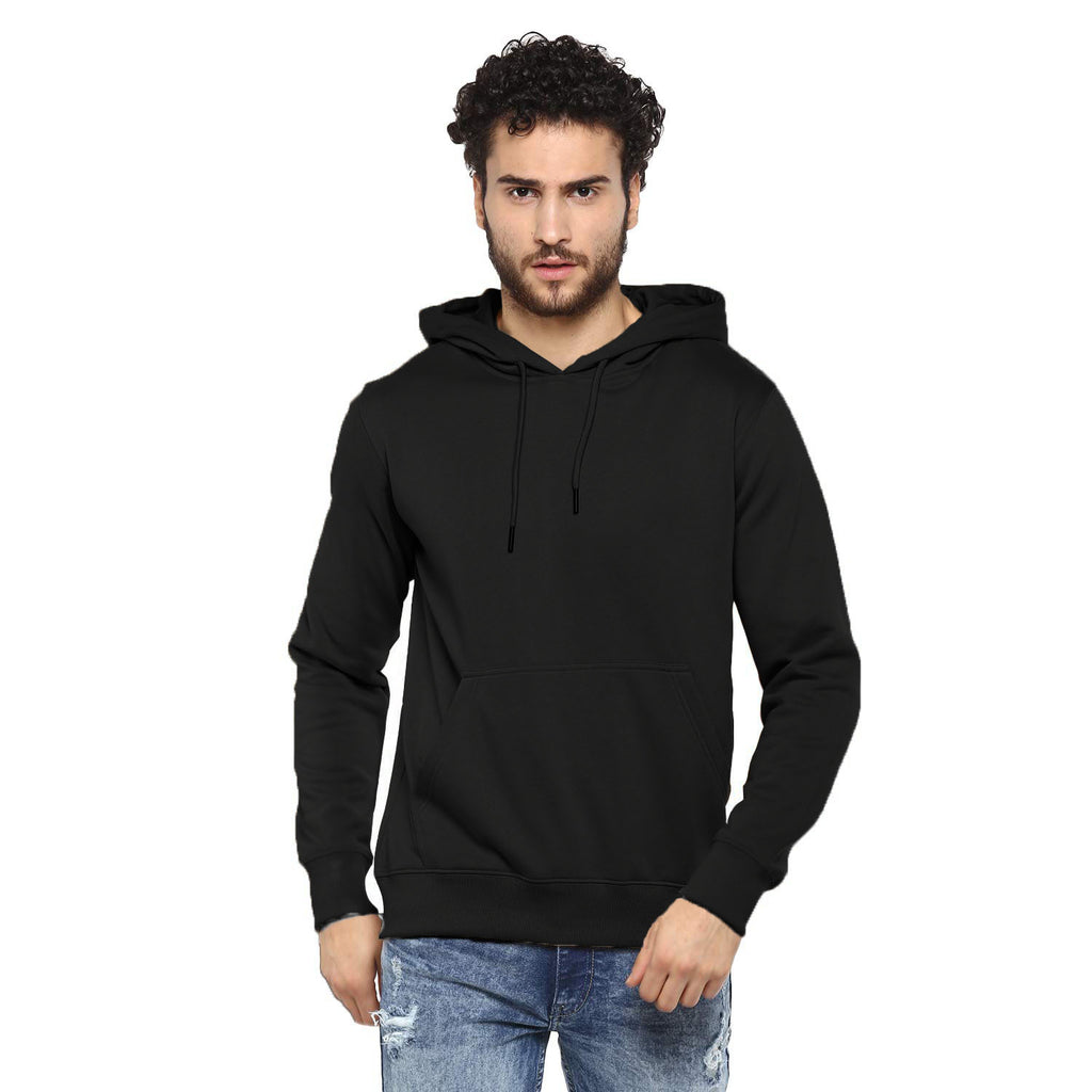 Hoodie Cotton Full Sleeve Black Kangaroo  Hoodie Jacket for Men by LAZYCHUNKS