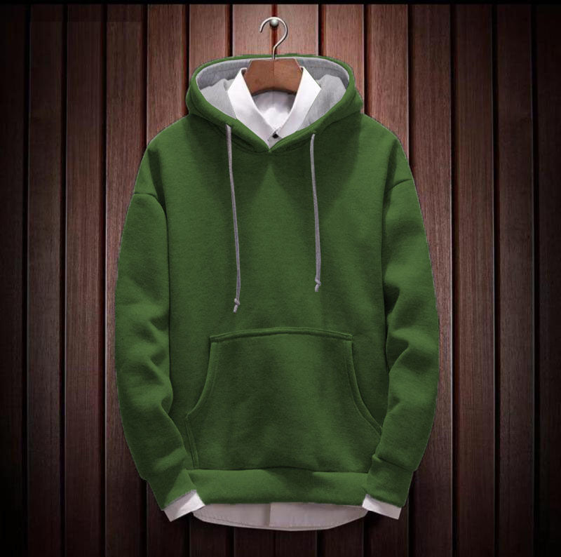Hoodie Cotton Full Sleeve Olive Green Sweatshirt Hoodie Jacket for Men by LAZYCHUNKS - Lazychunks.com