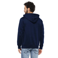 Hoodie Cotton Full Sleeve Navy Blue Kangaroo Hoodie Jacket for Men by LAZYCHUNKS